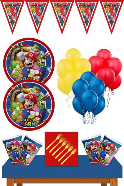 kullanatparti Super Mario Doğum Günü Konsepti 8 Kişilik Super Mario Doğum Gün...