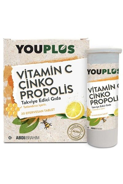 Youplus Vitamin C Zinc Propolis 20 Effervescent Tablets