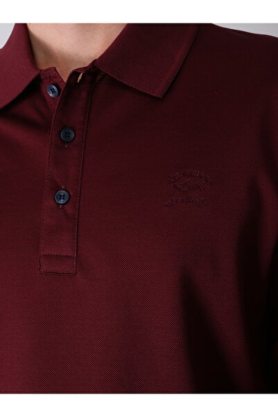 PAUL&SHARK Men's Polo Neck Regular Fit Cotton Short Sleeve Claret Red Polo Neck T-shirt12311737-237
