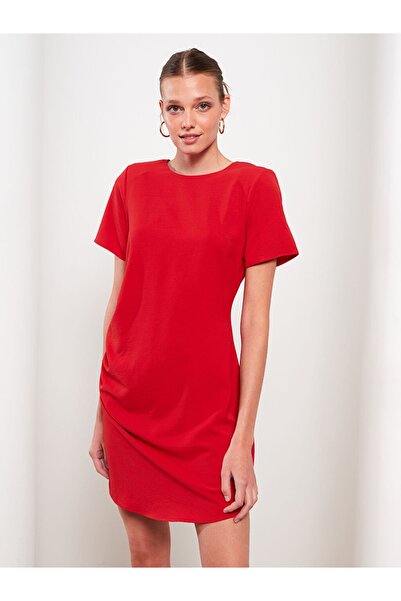 LC Waikiki Women's Dress - Crew Neck, Straight Cut, Short Sleeve