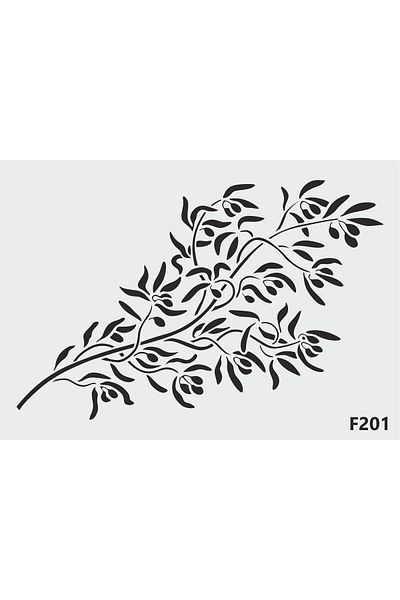 STENCİLTASARIM Stencil Design F201 Olive Branch - Decorative Wall, Item, Tile, Fabric Painting Templates 21x30cm