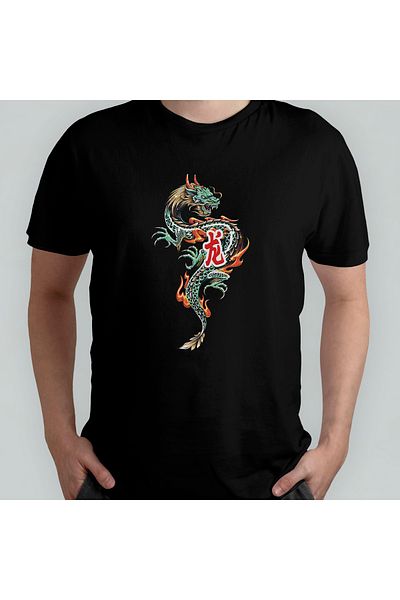 Pixxa Dragon - Dragon 100% Cotton Crew Neck T-shirt Μοντέλο - 1