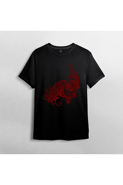 Pixxa Dragon - Dragon 100% Cotton Crew Neck T-shirt Μοντέλο - 3