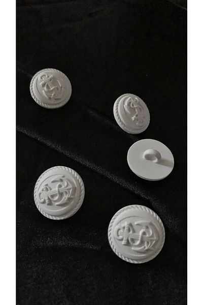 Ozpas White Anchor Detail Footed Button 2cm 1 Pack 10 Pieces