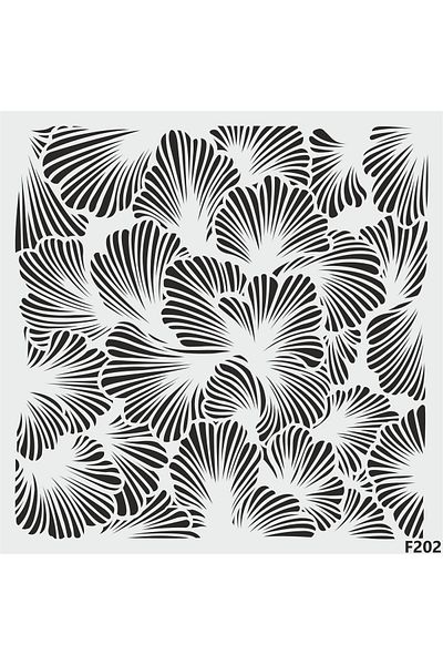 STENCİLTASARIM Stencil Design F202 Ginko - Decorative Wall, Item, Tile, Fabric Painting Templates 30x30cm