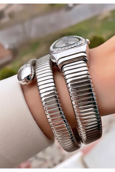 Merand Silver Color Snake Watch, Wrap Around Watch, Wrist Watch