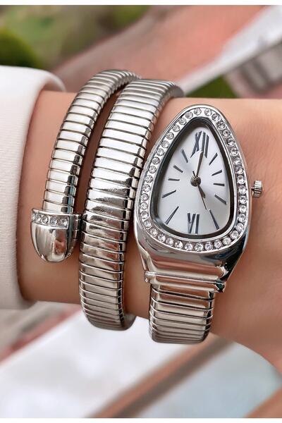 Merand Silver Color Snake Watch, Wrap Around Watch, Wrist Watch