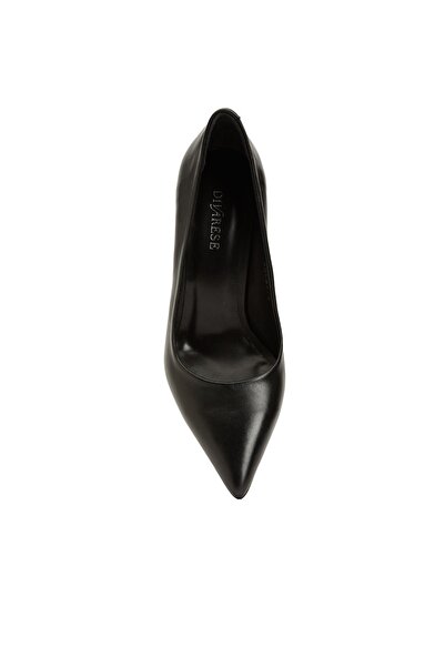 Dıvarese Siyah Deri Stiletto