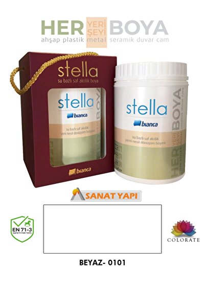 Bianca Stella Su Bazlı Saf Akrilik Boya Tüm Renkler 1Lt Her Yeri Boyar