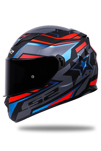 LS2 Stream Evo Fast Mat Siyah-kırmızı-gri Kask