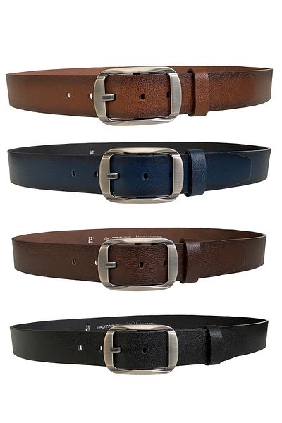 GoDeri 100% piele naturală, set de 4 curele cu cataramă ovală afumată Legend 4 cm
