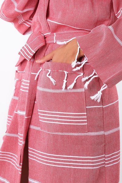 MODELHOME Sultan 100% Cotton Pink Colored Hooded Loincloth Bathrobe, Dressing Gown and Beach Dress