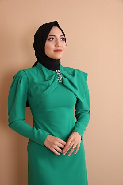 Puane Yakası Işleme Detaylı Benetton Kalem Elbise