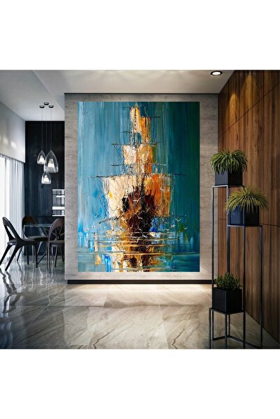 HDART Soyut Modern Yelkenli Tekne Gemi Duvar Kanvas Tablo Tablosu