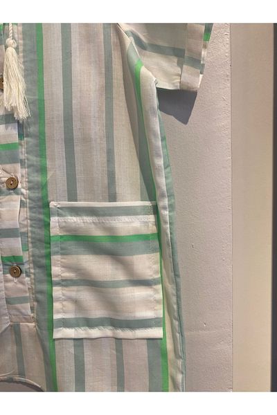 bohemiankids baby wear Green and White Striped Jumpsuit New