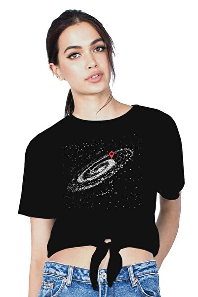 ROCKANDROLL Where Am I Tricou negru cu decupaj scurt Crop Top pentru femei