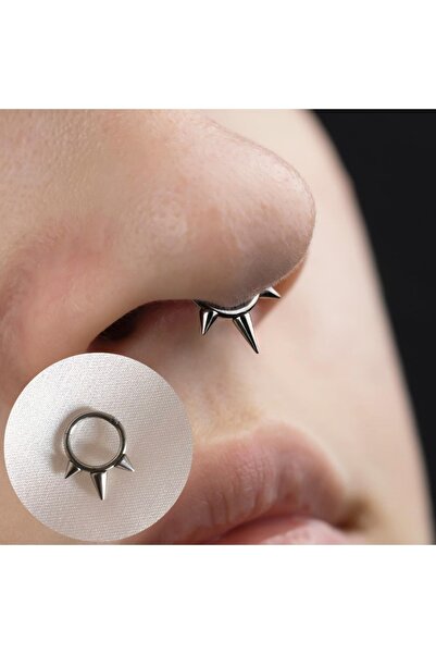Bylin Cerrahi Çelik Spaky Uçlu Septum, Daith, Helix Halka Piercing - Çap 8 Mm...
