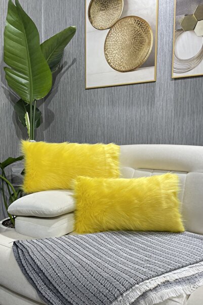 Paris Life غطاء وسادة قطيفة من القماش الفاخر المستورد - أصفر