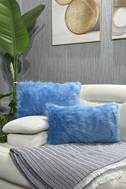 Paris Life غطاء وسادة قطيفة من القماش الفاخر المستورد - أزرق