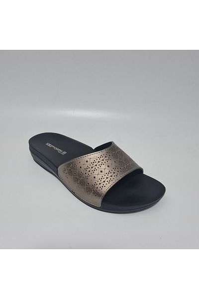 Ceyo Women's Silver Faux Leather Orthopedic Slippers Marına-8