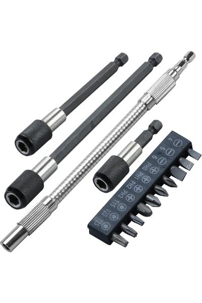 Depolife Hızlı Uç Tutucu 1/4 " 3 Parça Altıgen Şaft Manyetik Uç Tutucu Esnek ...