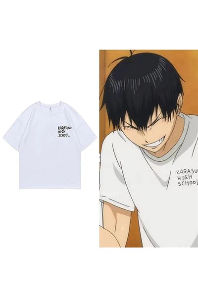 Touz Μπλουζάκι Karasuno High School με στάμπα λευκό Unisex Oversize