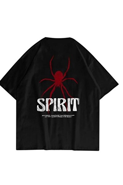 Tarzsokak Tricou unisex din bumbac cu imprimeu Spirit oversize negru