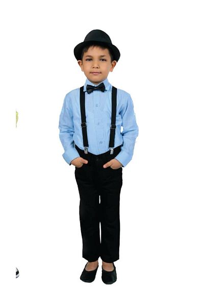FATELLA Boy's Long Sleeve Shirt Linen Trousers Suspender Bow Tie Suit 23 April 29 October 10 November