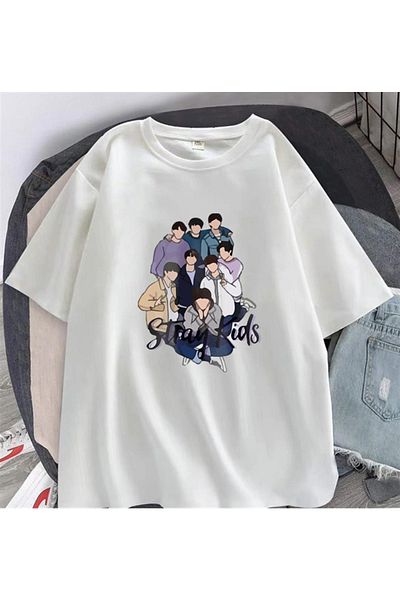 Touz Stray Kids Artists Printed White Unisex Oversize T-shirt