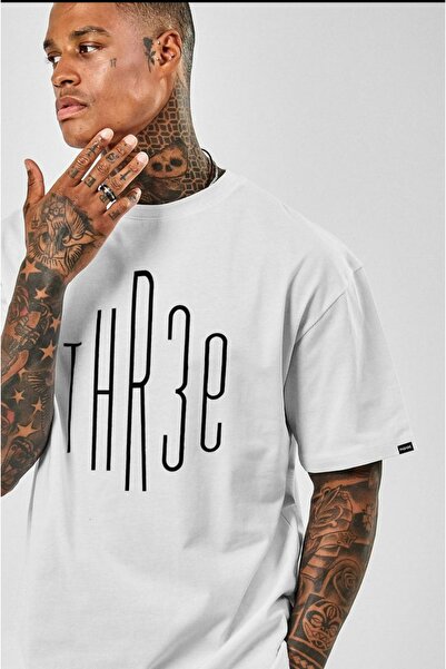 machiavelli Τρία με τύπωμα oversized Λευκά μπλουζάκια Unisex