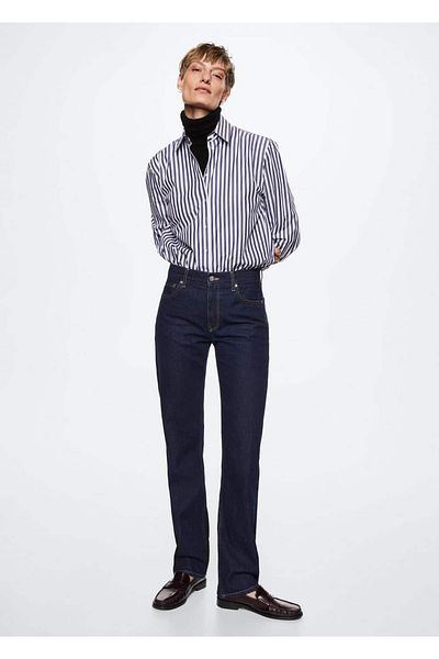 MANGO Woman Regular Fit Striped Poplin Shirt