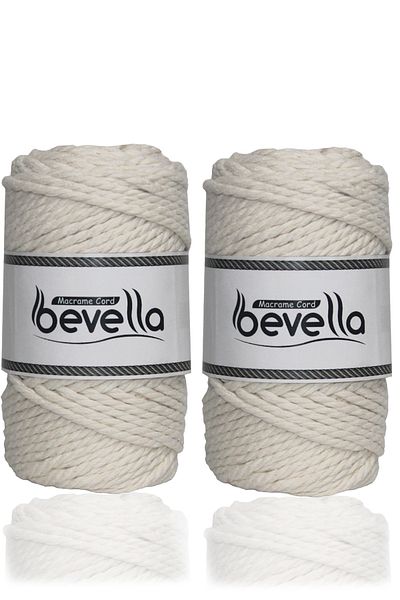 Bevella Macrame Cord 3 Περιστρεφόμενο Βαμβακερό Σχοινί Μακραμέ 3mm Τρία Περιστρεφόμενο Σχοινί Μακραμέ Σχοινί 500 Γρ.
