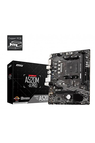 MSI A520M-A PRO AMD A520 Soket AM4 DDR4 4600(OC)MHz mATX Gaming Anakart