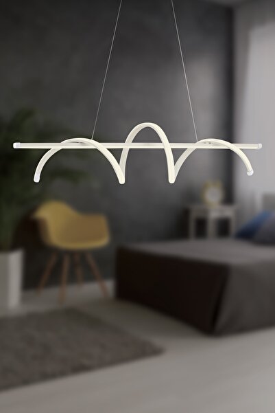 Dekorluna Pane Beyaz Modern Led Avize Beyaz Işık Salon Mutfak Oda Hol Ledli Avize Yemek Masası Led Avize