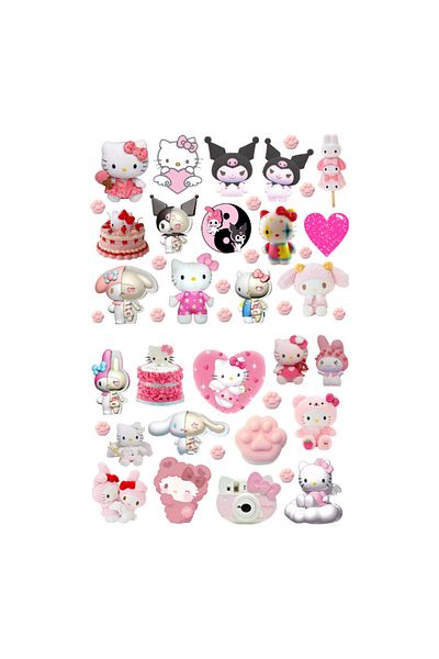 Ororabutik Σετ αυτοκόλλητων Hello Kitty με 44 αυτοκόλλητα - Cute Stickers Scrapbook Bullet Journal