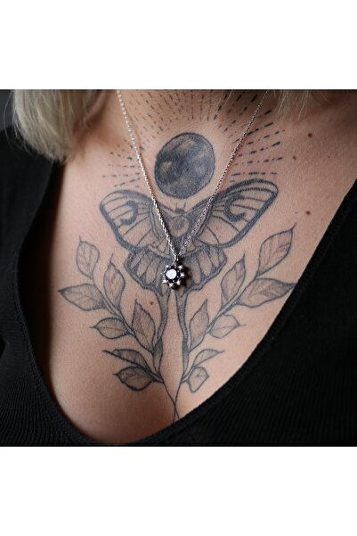 Moko Art Design Ametist Ve Mozanit Taşlı 925 Gümüş Güneş Kolye