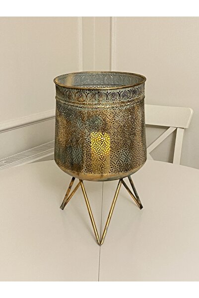 THE LİNSE Metal Dekoratif Mumluk Saksı