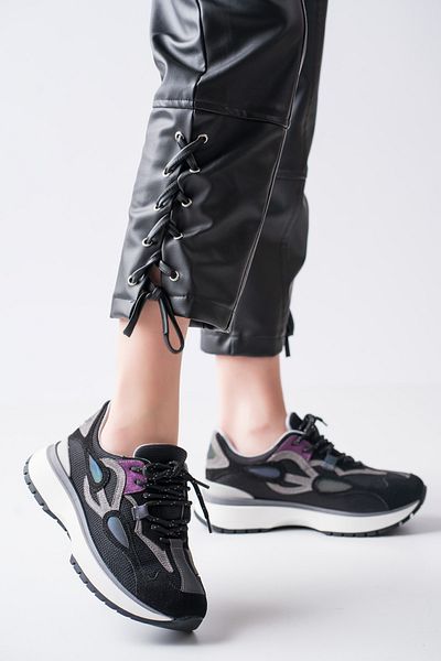 MASSOLE Pantofi sport premium pentru femei, negru, cu culori mixte, ocazional, stil elegant
