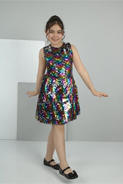 Nacar Kız Çocuk Gösteri Kıyafeti Elbise Tek Bütün