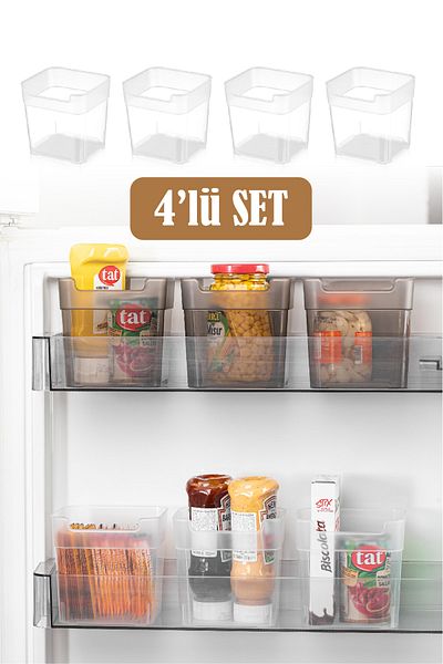 Vienev White Arum Mini Fridge 4-Piece Organizer Box