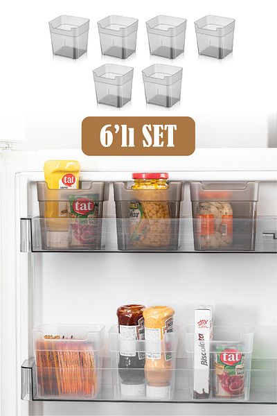 Vienev Mini Fridge Organizer Box 6 Pieces Anthracite