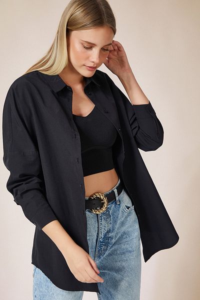 Happiness İstanbul Hemd - Schwarz - Oversized