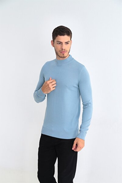 ELM WEAR Basic Half Turtleneck Sweater - Blue