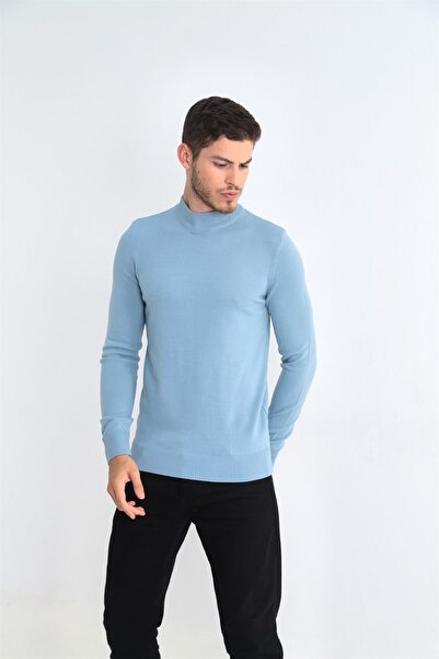 ELM WEAR Basic Half Turtleneck Sweater - Blue