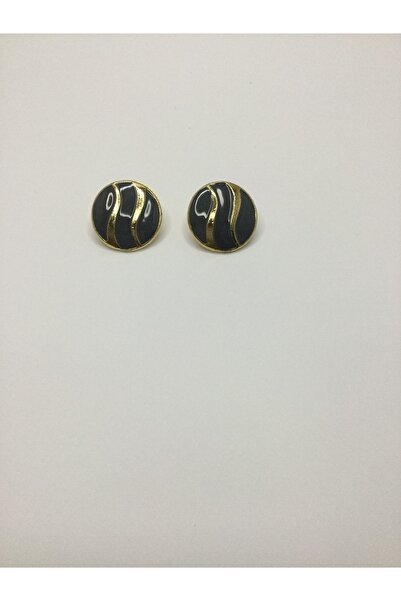 MOJO ACCESSORIES Çizgili Antrasit Yuvarlak Küpe