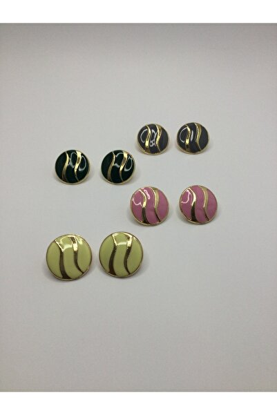 MOJO ACCESSORIES Çizgili Antrasit Yuvarlak Küpe