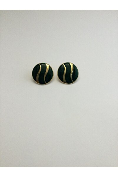 MOJO ACCESSORIES Çizgili Antrasit Yuvarlak Küpe