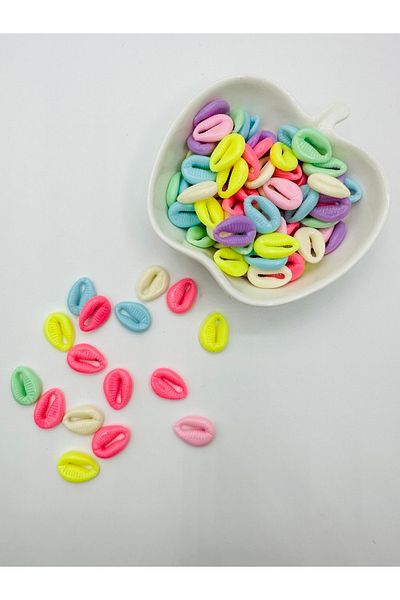 Egem aksesuar 200 Pieces of Mixed Colored Pebble Figured Plastic Beads for Jewelry Making