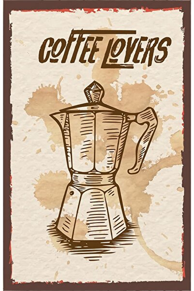 hediyeniburadabul Ρετρό ξύλινη αφίσα με θέμα τσάι και καφέ