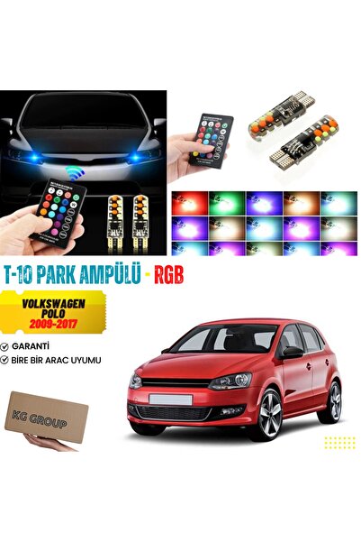KG GROUP Vw Polo (2009-2017) Uyumlu T10 Kumandalı Park Ampulü Rgb Led